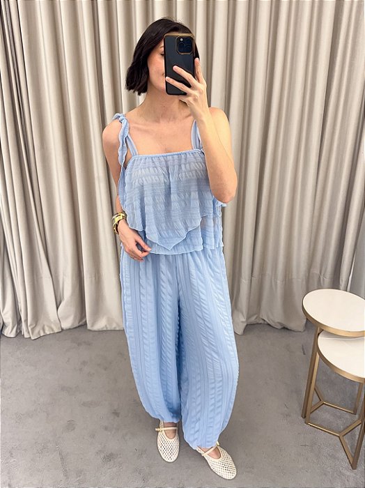 Conjunto Blusa e Calça Aladim Texturizado