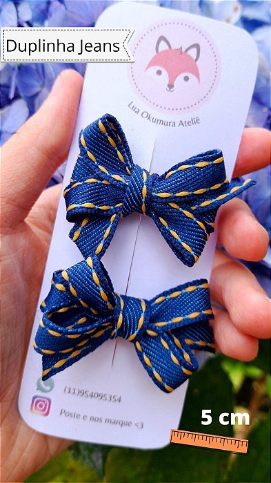 Parzinho Laço Mini Boutique Jeans