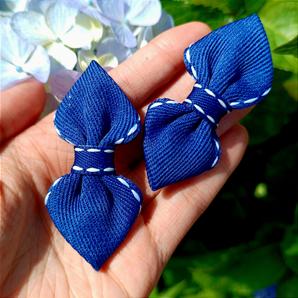 Parzinho Laço Mini Gravatinha Jeans