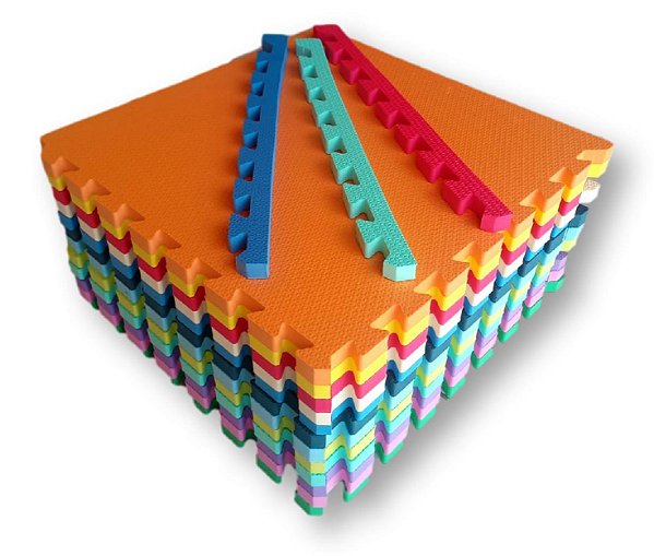 Kit 12 Tatames Tapetes EVA 50x50x1cm 10mm Infantil Bebê