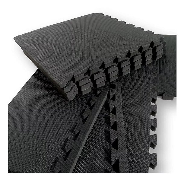 Kit 10 Tatames Tapetes EVA 50x50x1cm 10mm Preto