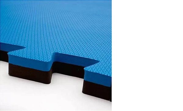 Tatame Tapete EVA 100x100x4cm 40mm Dupla Face Azul Royal com Preto