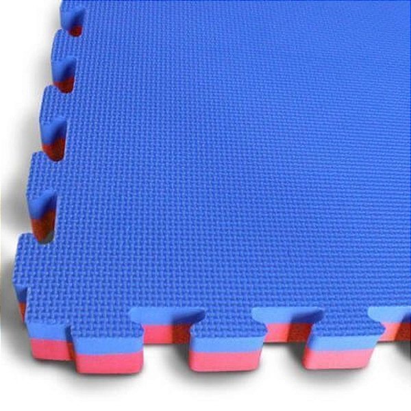 Tatame Tapete EVA 100x100x4cm 40mm Dupla Face Azul Royal com Vermelho