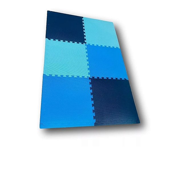 Kit 8 Tatames Tapetes EVA 50x50x2cm 20mm Infantil Bebê Tons de Azul