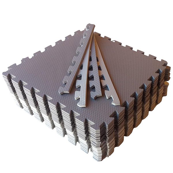 Kit 8 Tatames Tapetes EVA 50x50x1cm 10mm Infantil Bebê Tons de Cinza