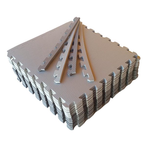 Kit 10 Tatames Tapetes EVA 50x50x2cm 20mm Infantil Bebê Tons de Cinza