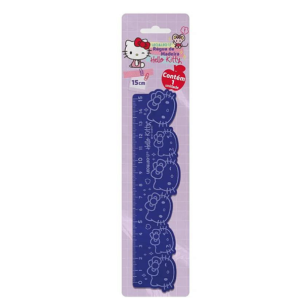 Régua de Madeira 15cm Decorada Hello Kitty - Leo&Leo