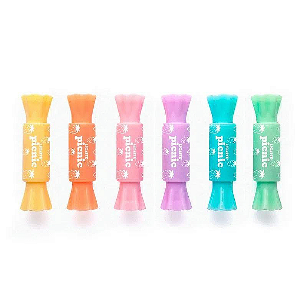 Marca Texto Mini  2 em 1 Bombom Picnic 6 Cores - Leonora