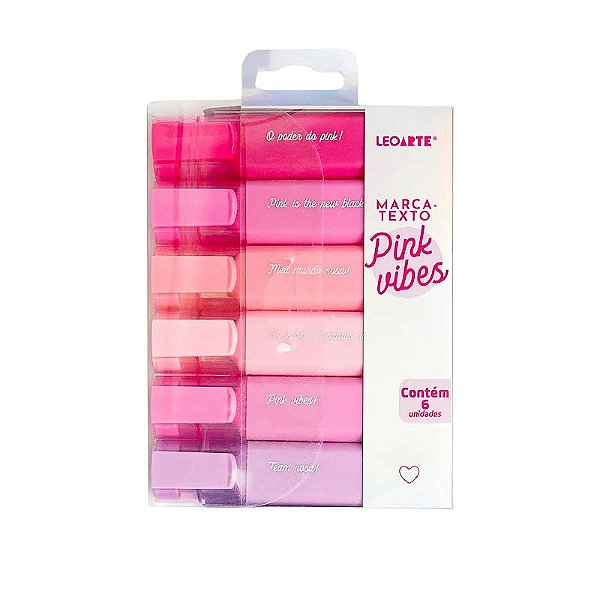Marca Texto Pink Vibes Estojo Com 6 Cores - Leonora