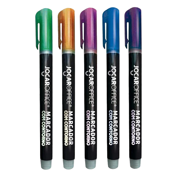 Marcador Prata com Contorno Colorido - Jocar Office