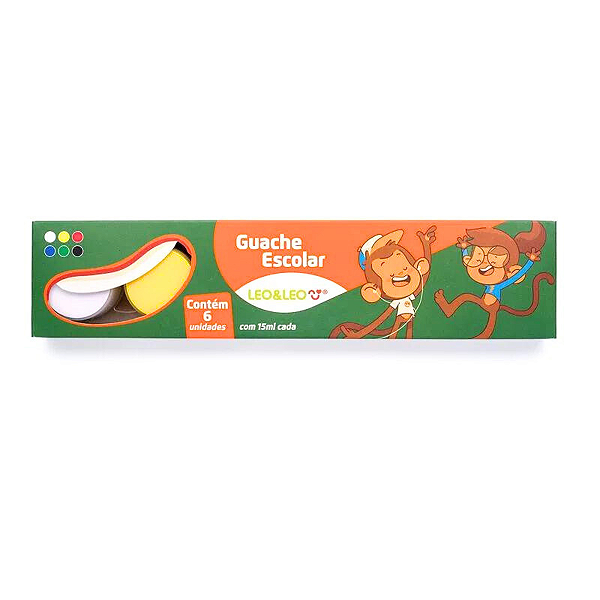 Guache Escolar Caixa C/6 Cores 15Ml Por Pote - Leo&Leo
