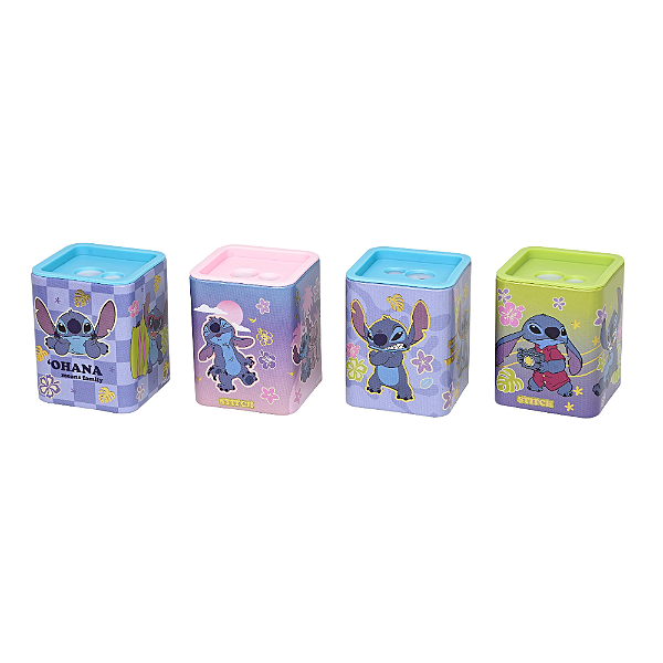 Apontador Quadrado Metálico Duplo c/ Depósito Stitch - Molin