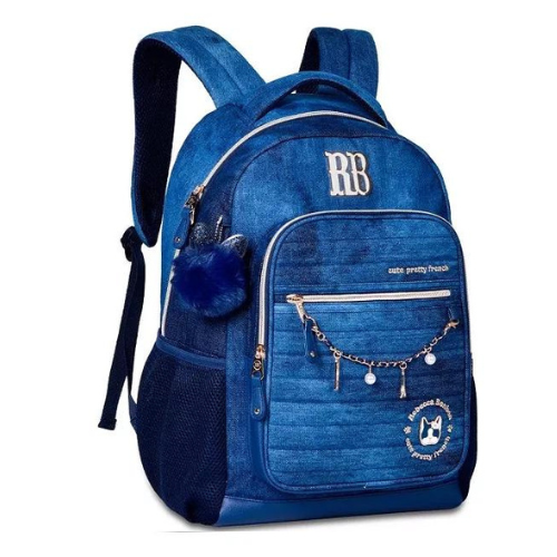 Mochila Jeans com Correntinha Personalizada - Rebecca Bonbon