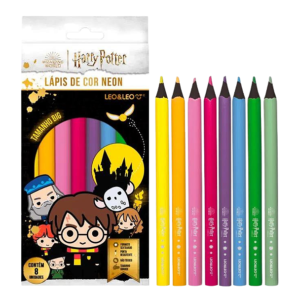 Lápis de Cor Big Harry Potter Neon 8 cores - Leonora