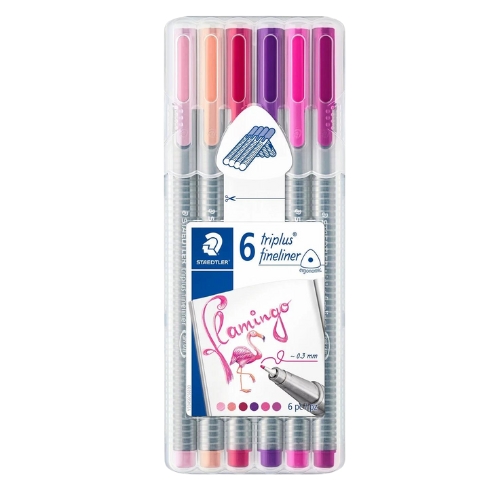 Caneta Fineliner 0,3mm - 6 Cores Triplus Flamingo - Staedtler
