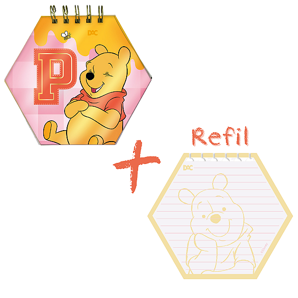 Kit Mini Ficheiro Smart Hexagonal Ursinho Pooh + Refil - DAC