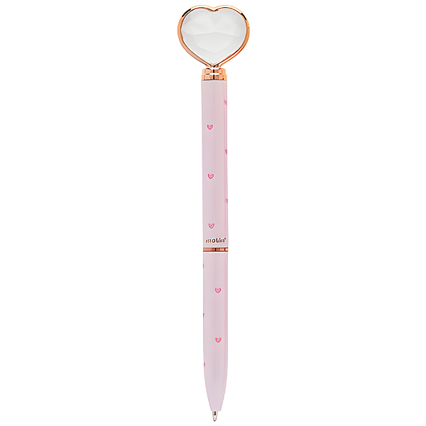 Caneta Esferográfica Coração de Diamante Crystal Rose  - Molin