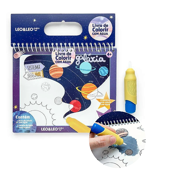 Livro de Colorir com Água Galáxia + Pincel - Leonora