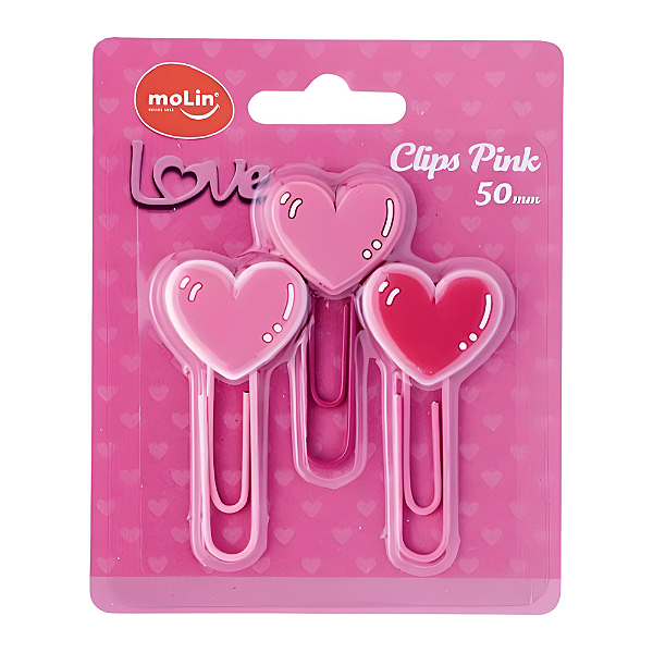 Clips Love Pink 50mm c/ 3un - Molin
