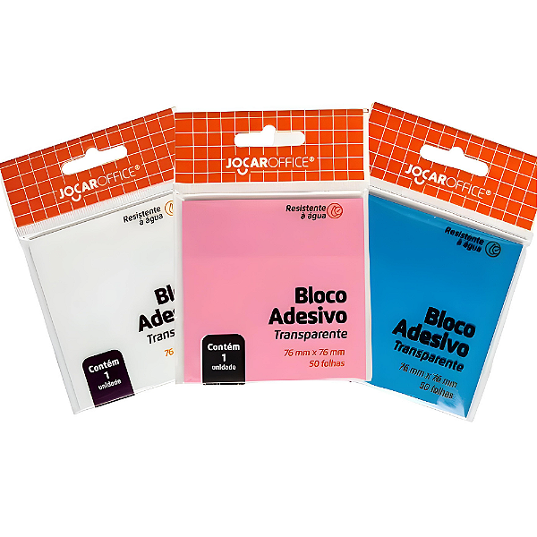 Bloco de Notas Adesivas 76X76mm Transparente - Jocar Office
