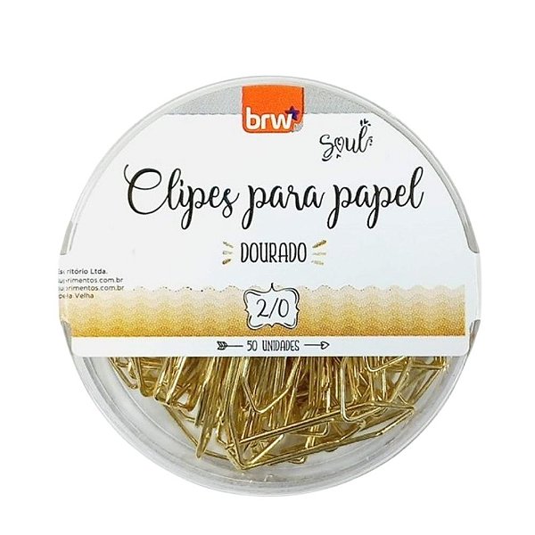 Clipes para Papel 2/0 Dourado 50 Unidades - BRW