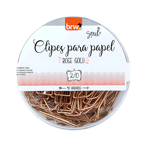 Clipes para Papel 2/0 Rose Gold 50 Unidades - BRW