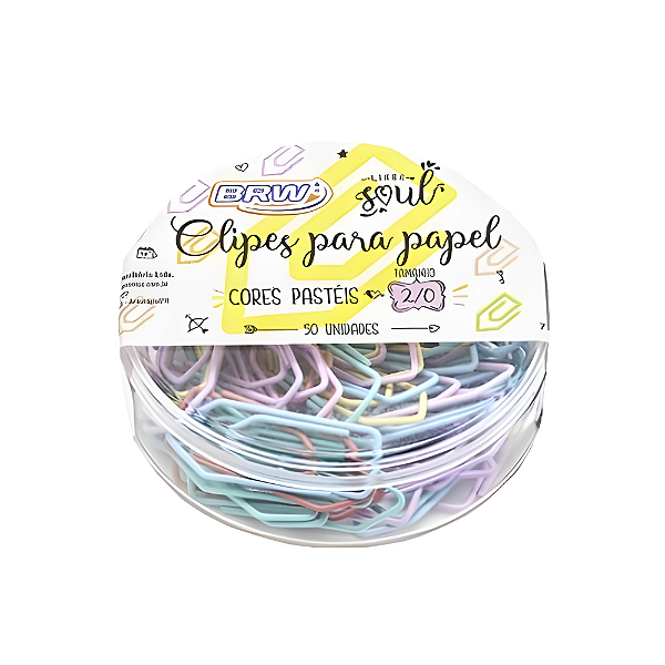 Clipes para Papel 2/0 Tons Pastel 50 Unidades - BRW