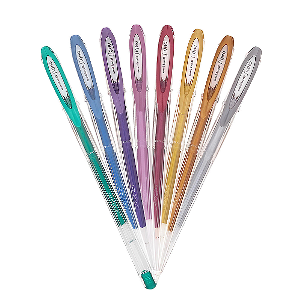 Kit 08 Caneta Gel Signo Noble Metálica - Uni-Ball