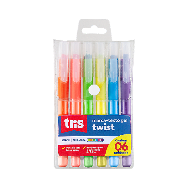 Marca Texto Gel Twist  6 Cores - Tris