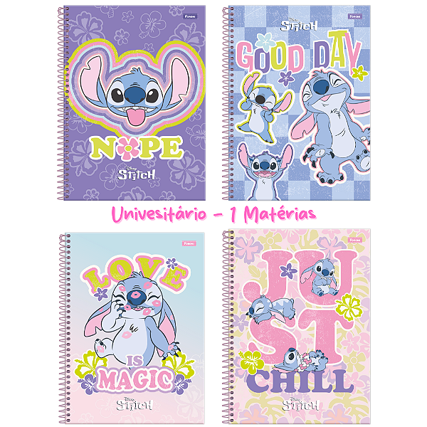 Caderno Universitário Capa Dura Stitch 80 Fls - Foroni