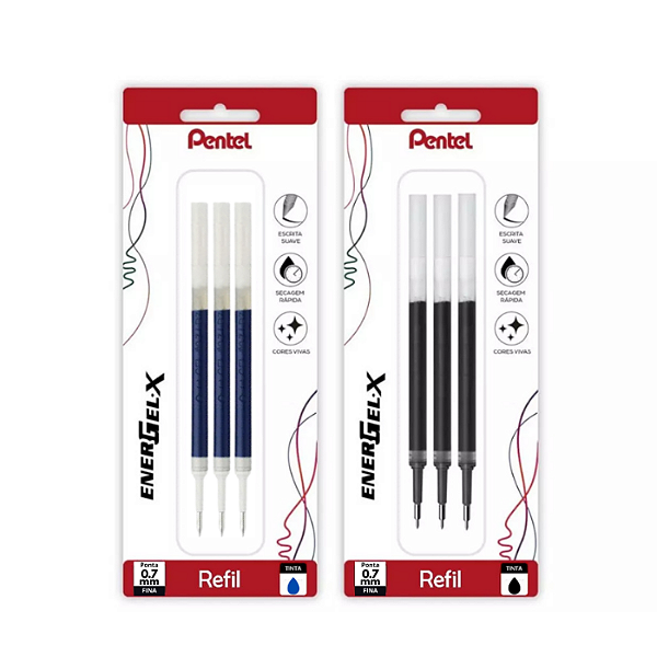Kit 03 Refil Caneta Energel 0.7mm - Pentel