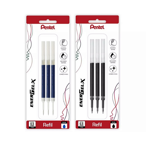 Kit 03 Refil Caneta Energel 0.5mm - Pentel
