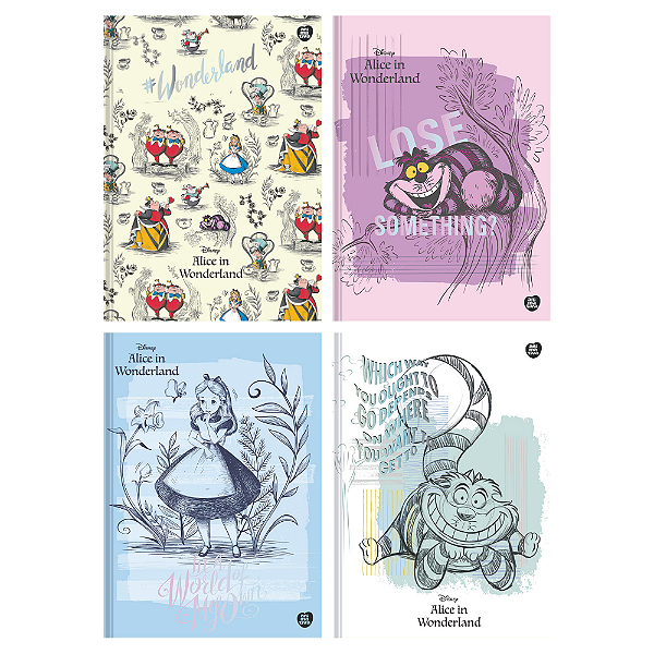 Caderno Brochura Colegial Alice no País das Maravilhas 160 Fls Decoradas - Animativa