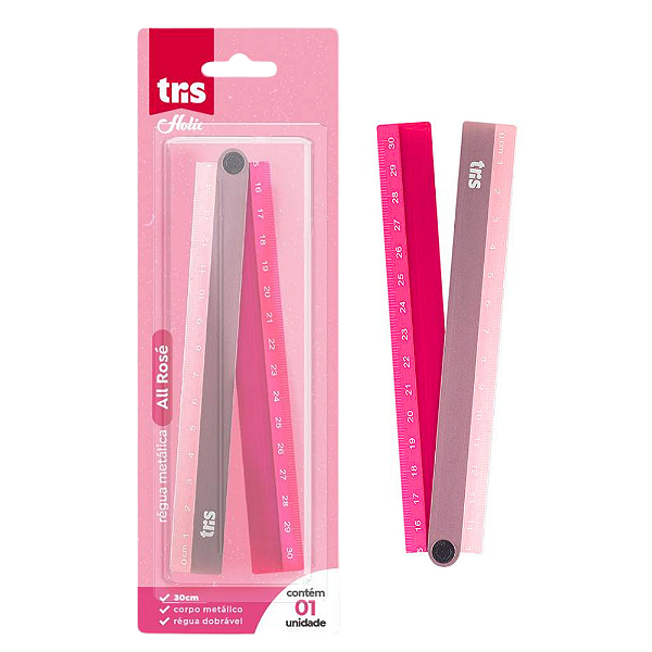 Régua Metálica Holic All Rose 30cm Dobrável - Tris