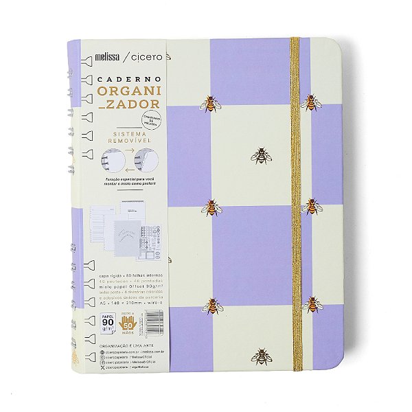 Caderno Organizador Melissa Pautado & Pontado A5 Casa das Abelhas Lilás - Cicero