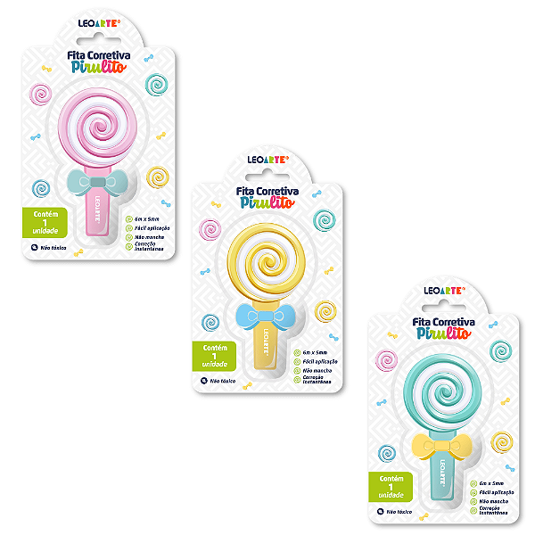 Fita Corretiva 6m x 5mm Food Trends Formato Pirulito - Leonora