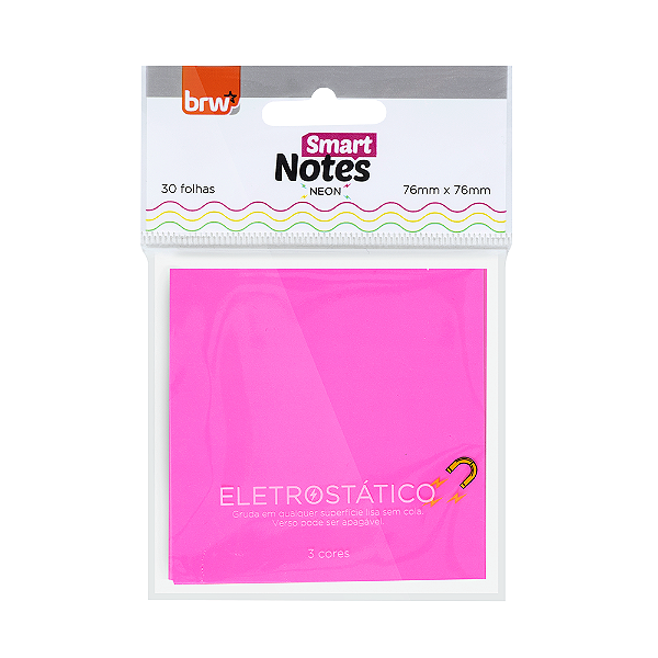Bloco Smart Notes Eletrostático 76X76mm Neon  30Fls - BRW