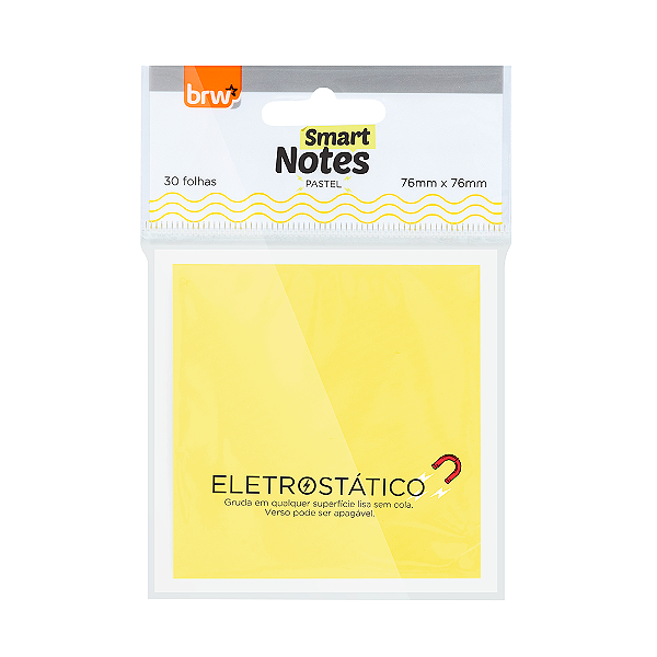 Bloco Smart Notes Eletrostático Amarelo Pastel 30Fls - BRW