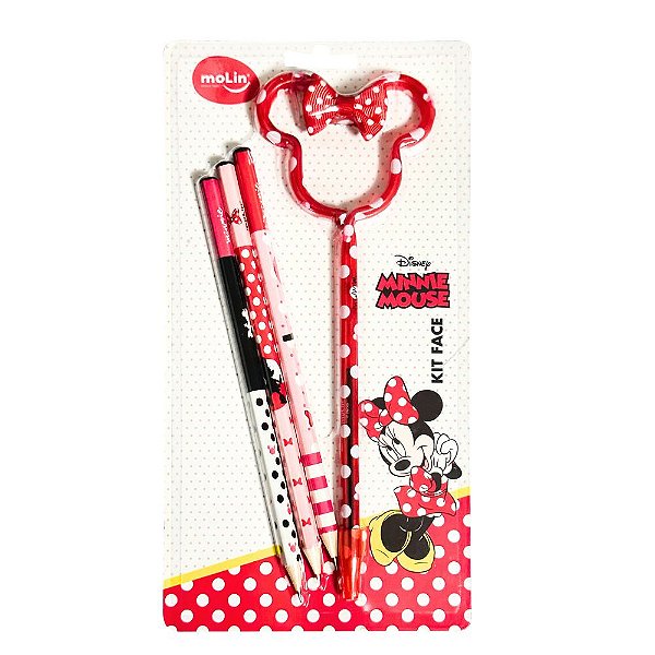Kit Face Minnie c/4 (1Can Face, 3 Lápis HB) - Molin