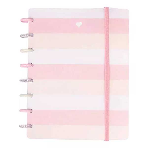 Planner de discos Não Datado  Basic  A5 (8 Furos ) Rosa Listrado - Moreih Paper