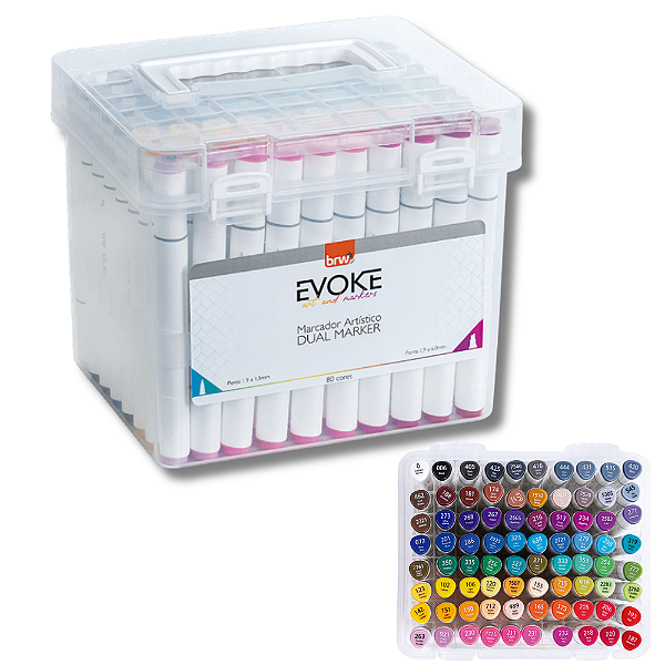 Marcador Artístico Evoke Dual Marker - Estojo 80 Cores - BRW