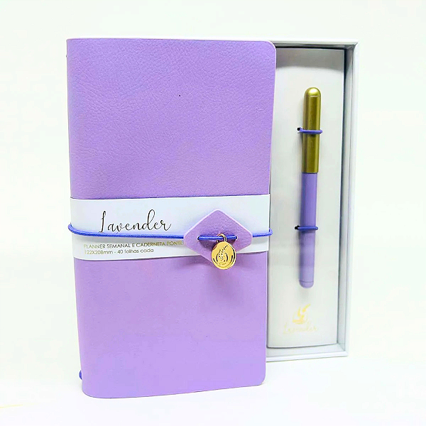 Kit Planner Semanal e Caderneta Pontilhada c/ Caneta Esferográfica Lavender - Animativa