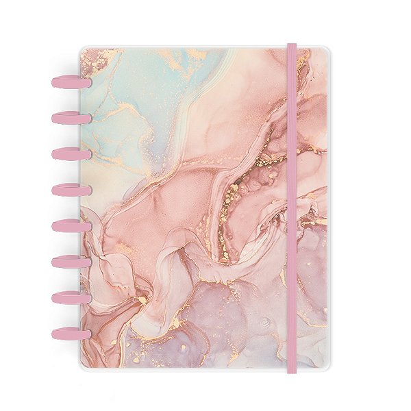Caderno de Discos Basic Mármore Rosé - A5 (8 furos) - Disco G