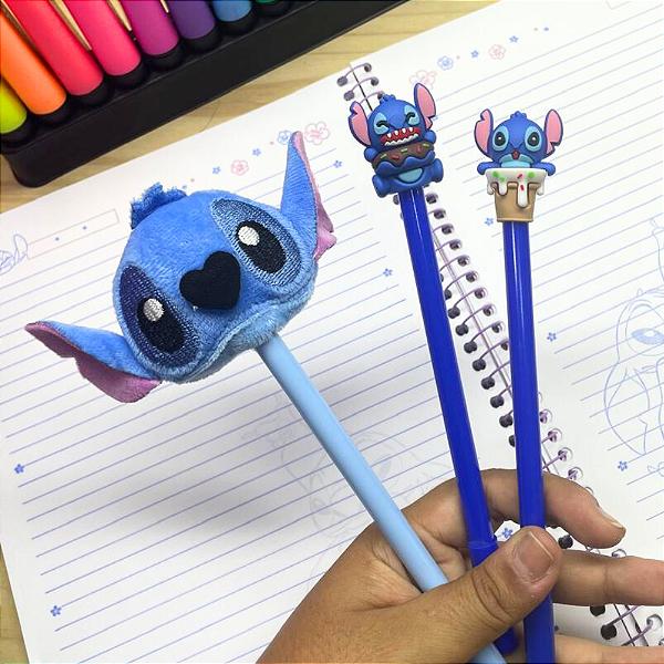 Kit 3 Canetas Fofas em Gel Stitch