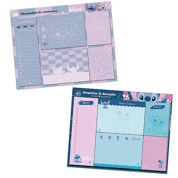 Bloco de Anotações Stitch 5 Blocos com 20 Folhas - Dac