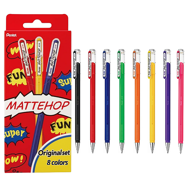 Kit c/ 8 Caneta Gel Mattehop 1.0mm - Pentel