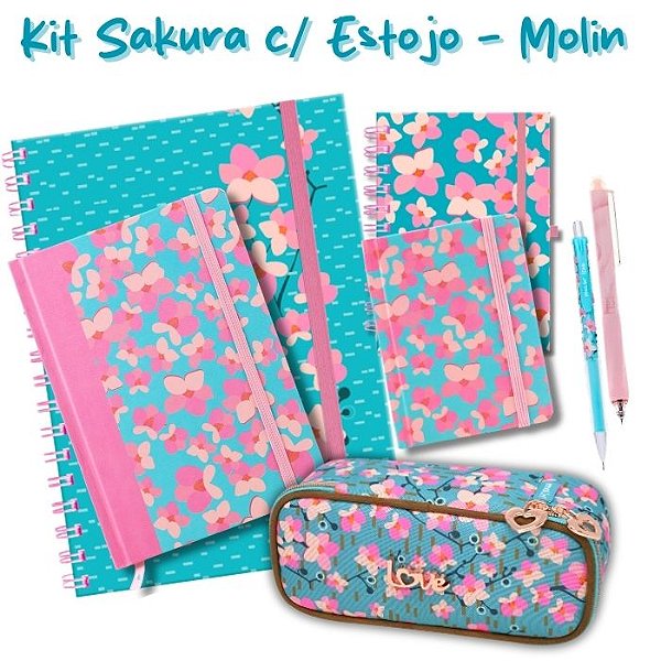 Kit de Papelaria Sakura c/ Estojo - Molin