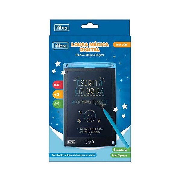 Lousa Mágica Digital LCD 8.5 Polegadas Escrita Colorida c/ 1 Caneta - Tilibra
