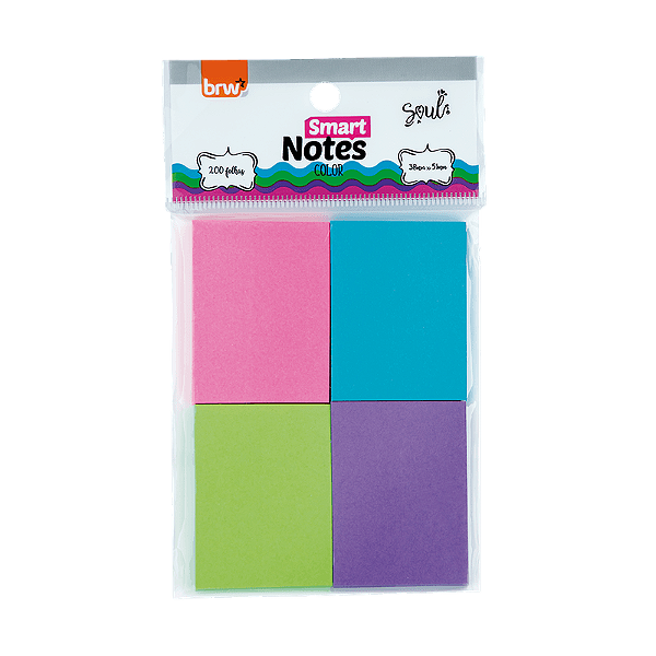 Bloco de Notas Adesivas Colors 4 Blocos 38x51mm 200 Folhas - BRW