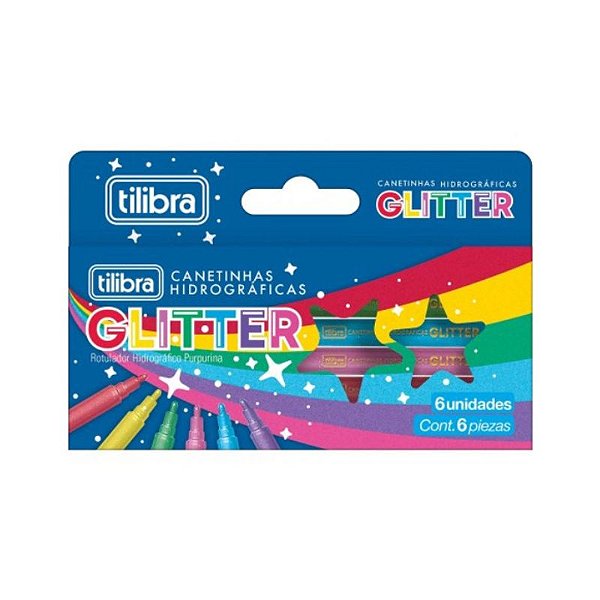 Canetinha Hidrográfica com Glitter 6 Cores - Tilibra